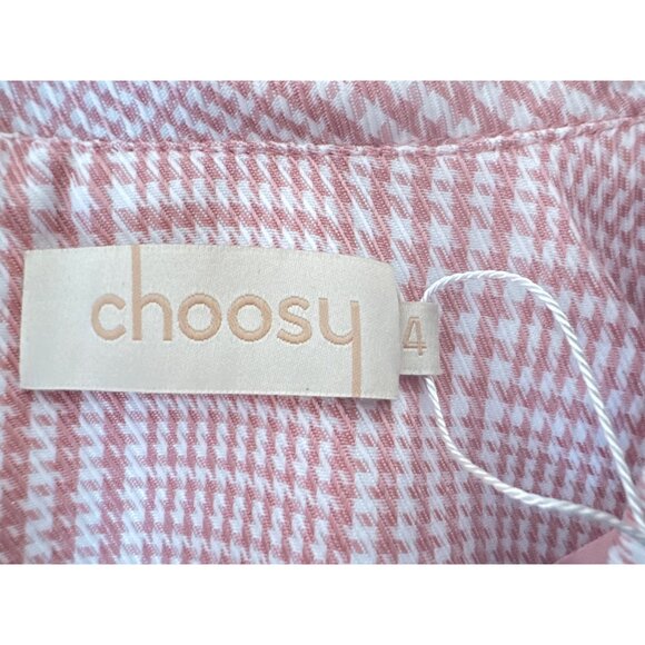 NWT Choosy 4 Pink Plaid Long Sleeve Blazer Dress With Deep V Neckline - Picture 5 of 14